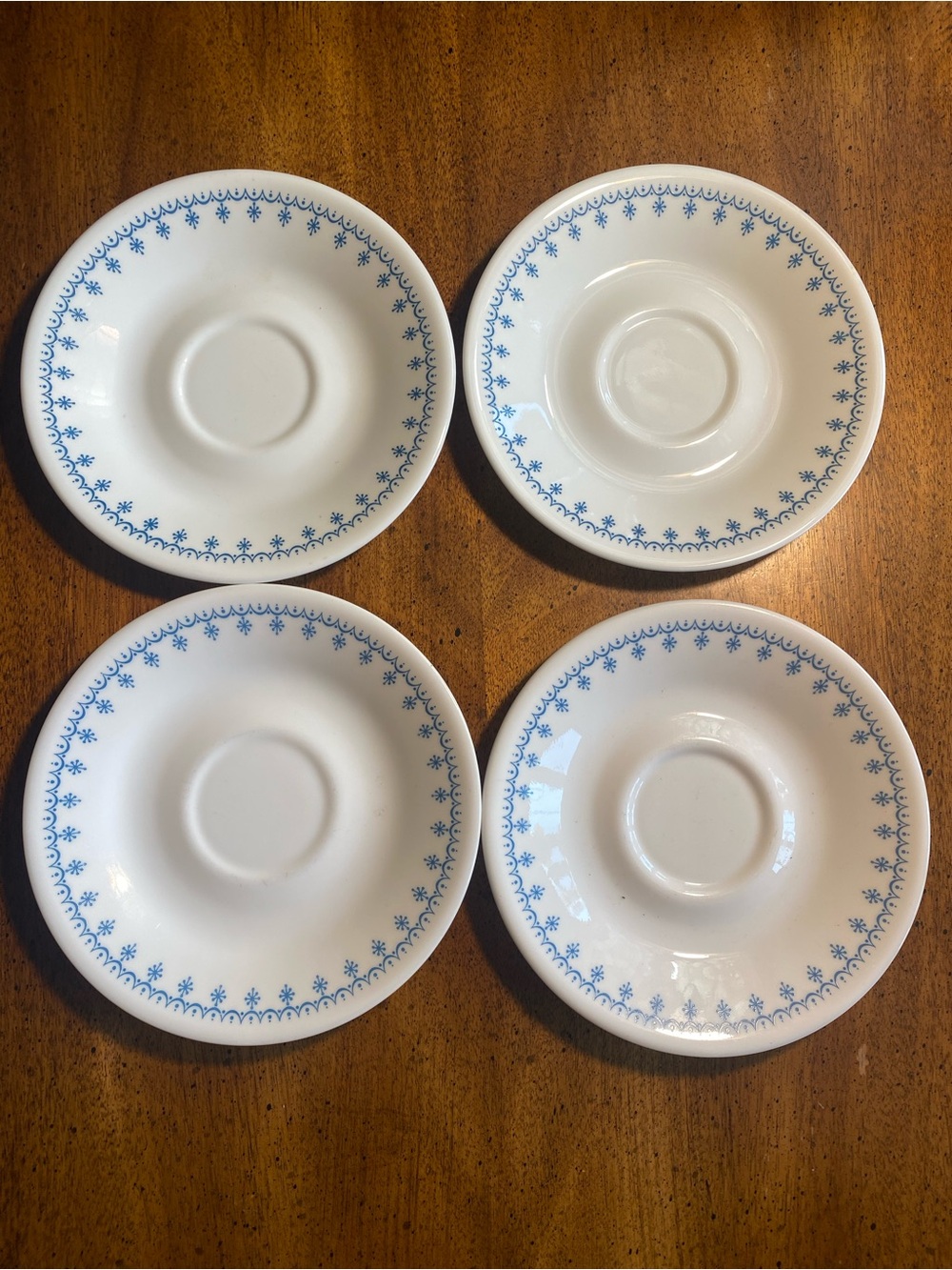 Corelle Garland White Saucers with Blue Floral Border - Set of 4